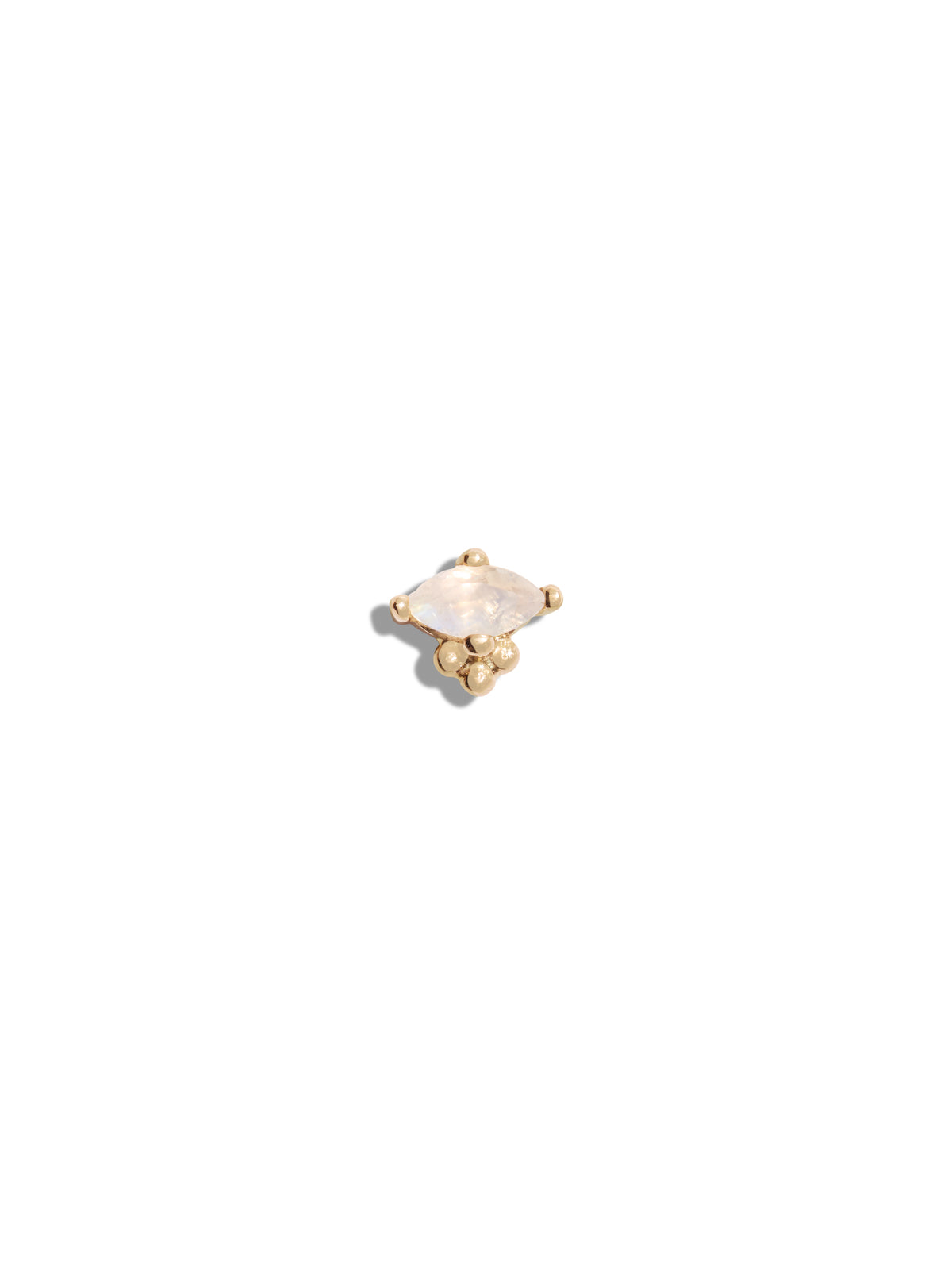 Moonstone Marquise Tri-Bead Yellow Gold Stud