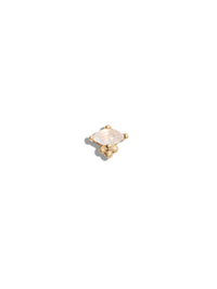 Moonstone Marquise Tri-Bead Yellow Gold Stud