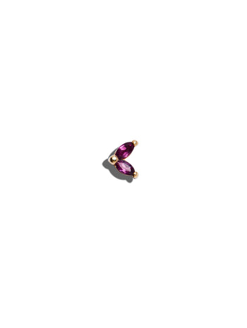 Two Rhodolite Marquise Yellow Gold Stud