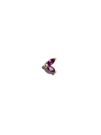 Two Rhodolite Marquise Yellow Gold Single Stud Earring