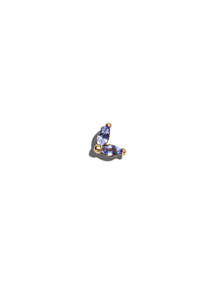 Two Tanzanite Marquise Yellow Gold Stud