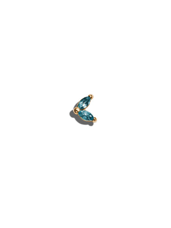 Two Swiss Blue Topaz Marquise Yellow Gold Stud