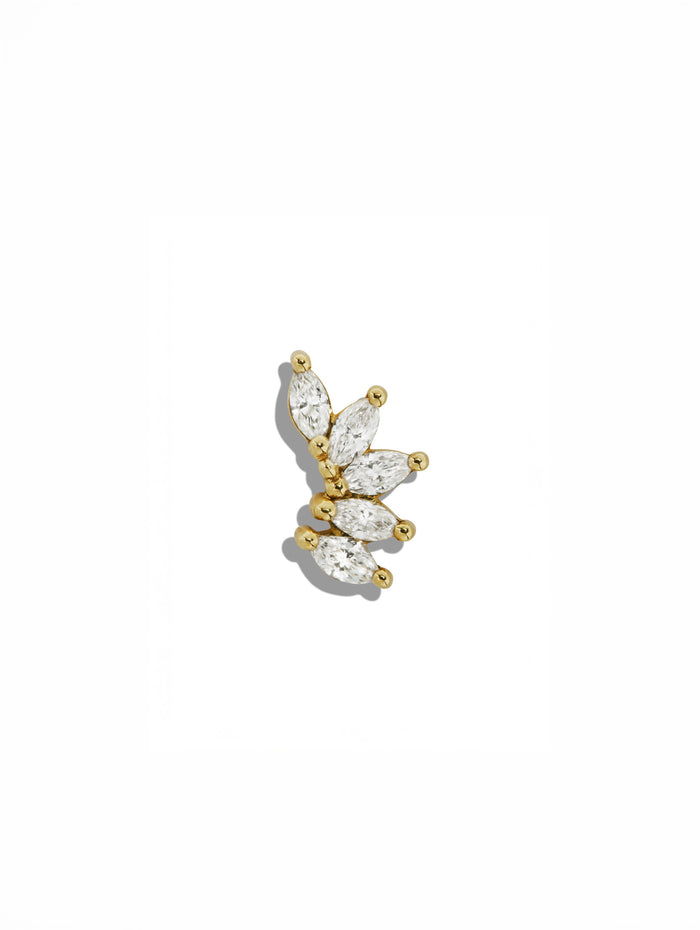 Mini 5 Diamond Marquise Curve Yellow Gold Stud