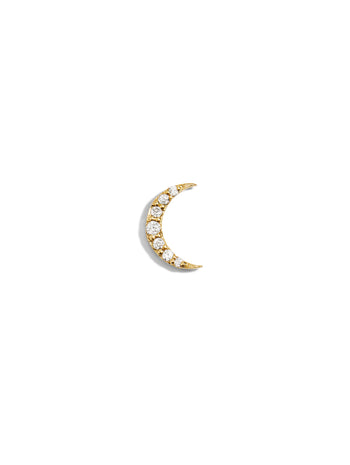 Pavé Moon Motif Yellow Gold Stud