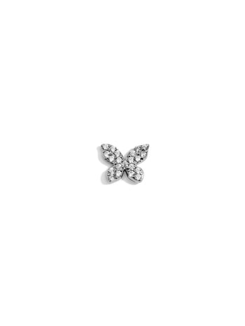 Pavé Butterfly Motif White Gold Single Stud