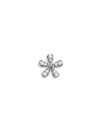 Pavé Flower Motif White Gold Single Stud