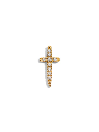 Pavé Sword Motif Yellow Gold Stud