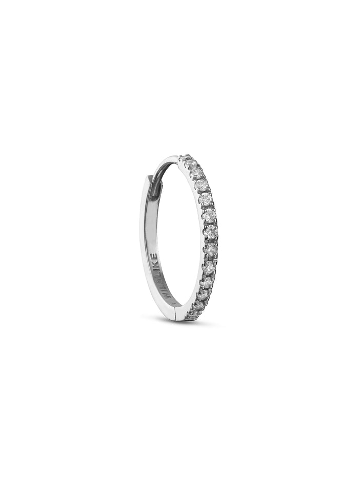 11mm Diamond Pavé White Gold Single Hoop Earring