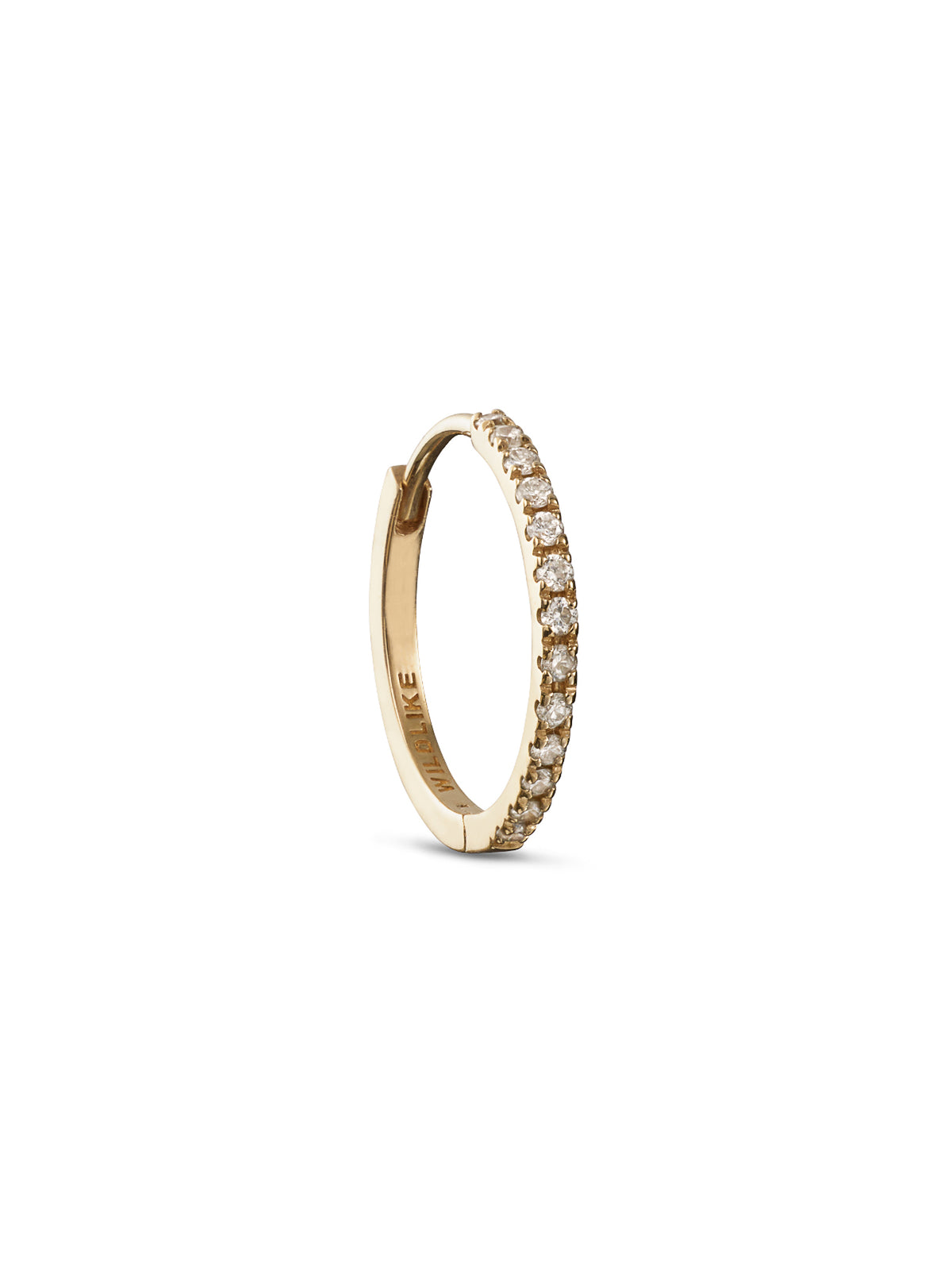 11mm Diamond Pavé Yellow Gold Single Hoop Earring