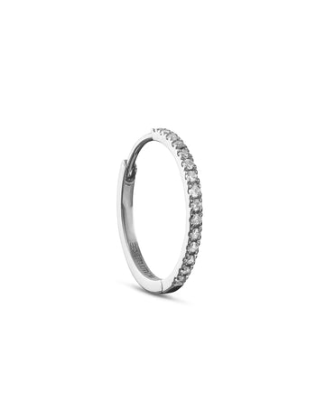 12.5mm Diamond Pavé White Gold Hoop