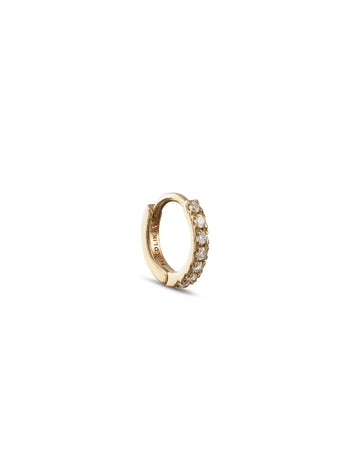 5mm Diamond Pavé Yellow Gold Single Hoop Earring