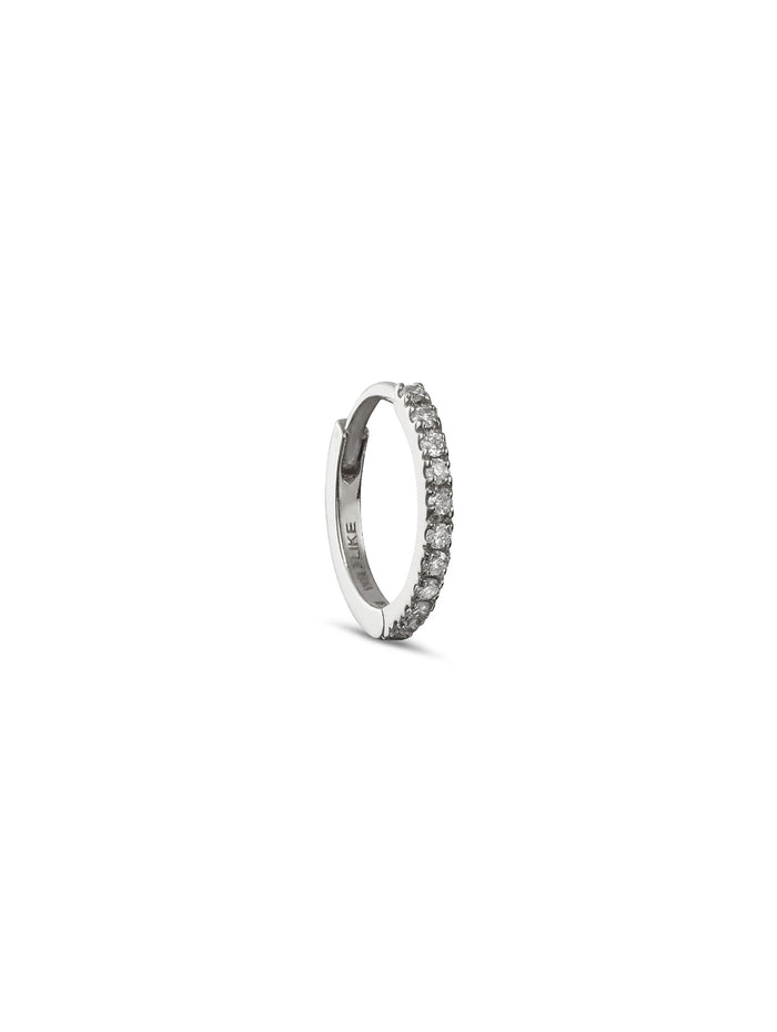 6.5mm Diamond Pavé White Gold Single Hoop Earring