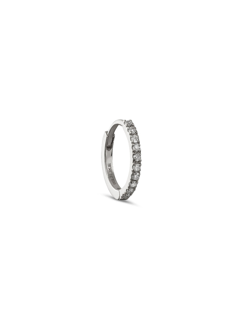 6.5mm Diamond Pavé White Gold Single Hoop Earring