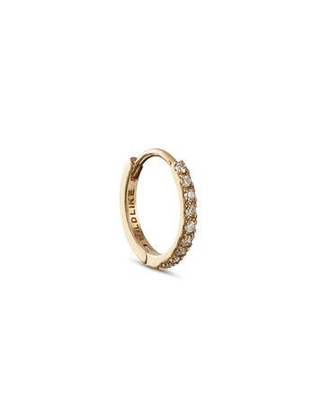 8mm Diamond Pavé Yellow Gold Single Hoop Earring