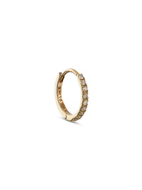 8mm Diamond Pavé Yellow Gold Single Hoop Earring