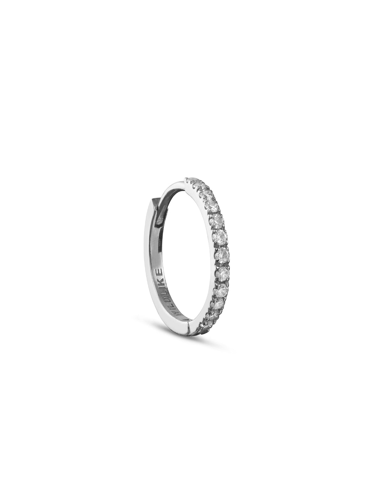 9.5mm Diamond Pavé White Gold Single Hoop Earring