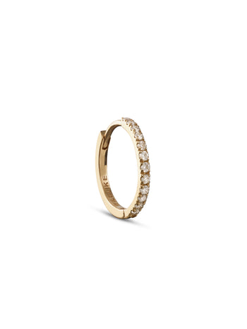 9.5mm Diamond Pavé Yellow Gold Single Hoop Earring