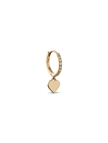 Heart Yellow Gold Pavé Single Huggie Hoop Earring