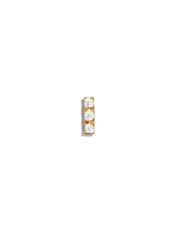 3 Diamond Yellow Gold Bar Stud