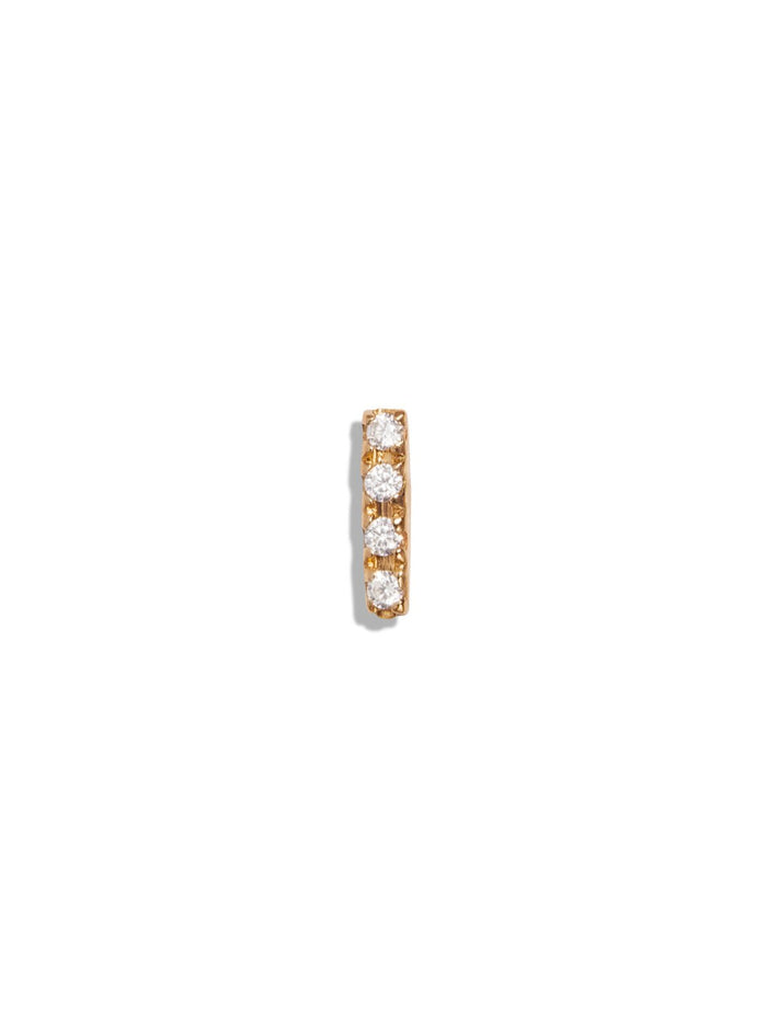 4 Diamond Yellow Gold Bar Stud