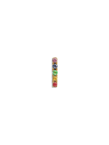 Rainbow Pavé Bar Yellow Gold Single Stud Earring