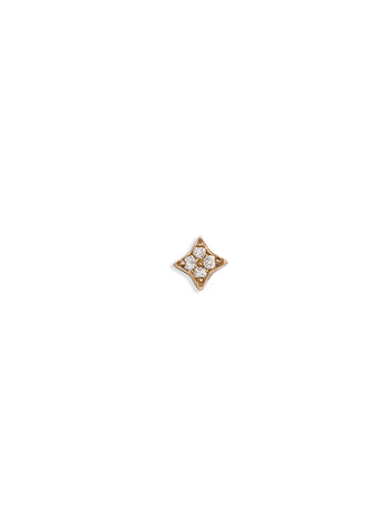 Pavé Teeny Sparkle Motif Yellow Gold Single Stud