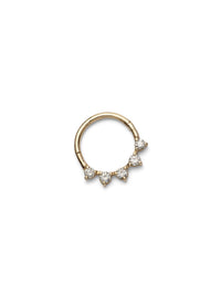 5 Stone Diamond Yellow Gold Single Hoop Earring