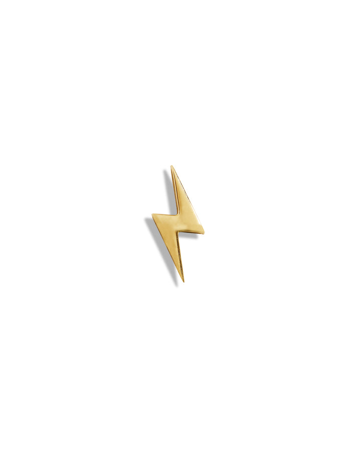 Lightning Bolt Motif Yellow Gold Stud