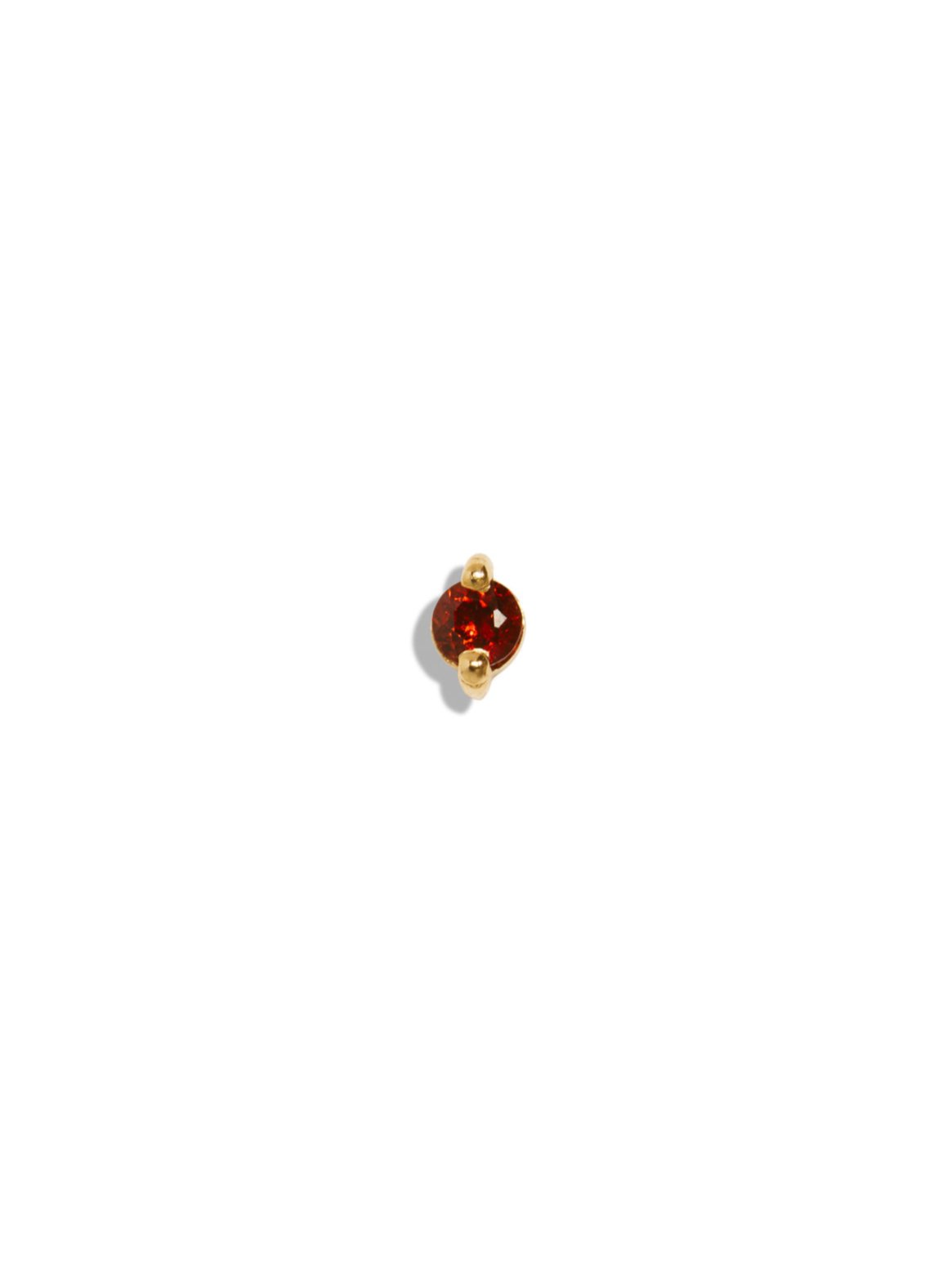 Tiny Garnet Yellow Gold Stud