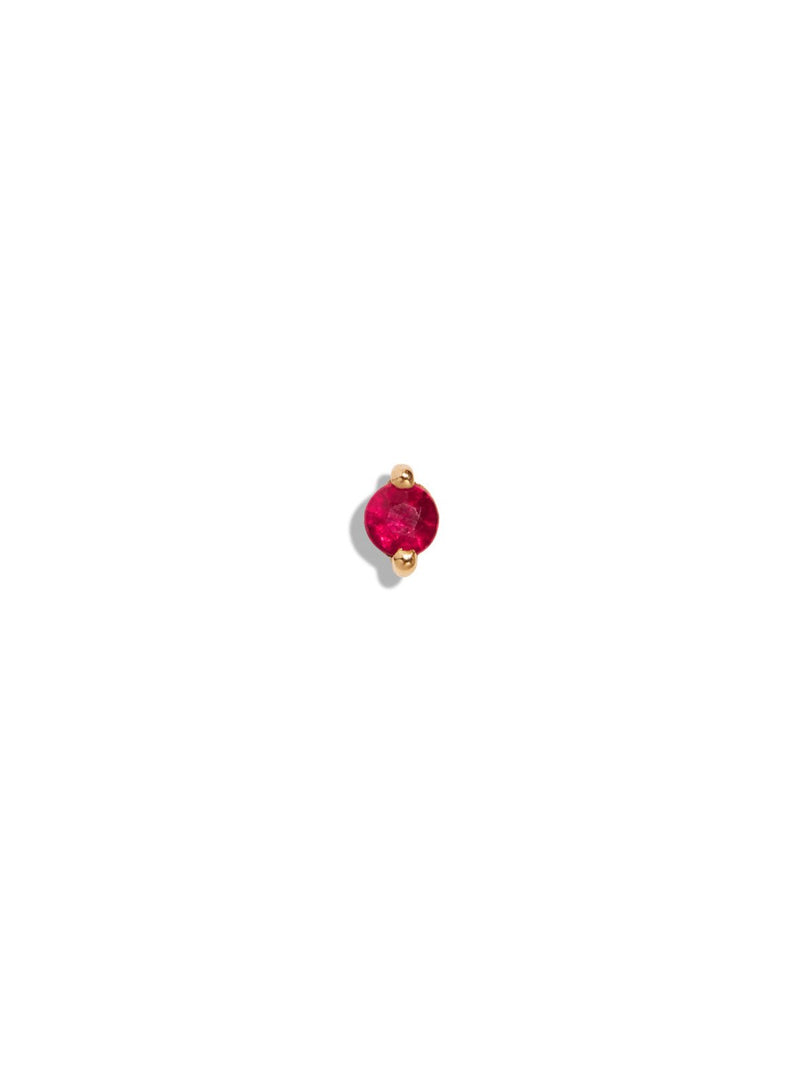 Tiny Ruby Yellow Gold Single Stud