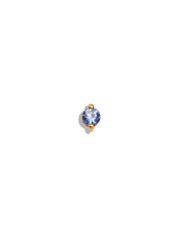 Tiny Blue Sapphire Yellow Gold Single Stud