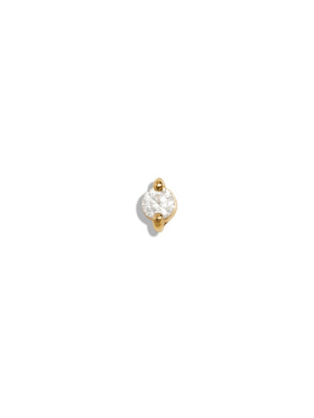 Tiny Diamond Yellow Gold Single Stud