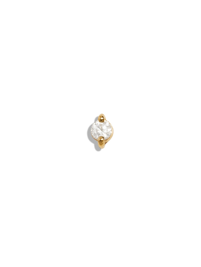 Tiny Diamond Yellow Gold Stud