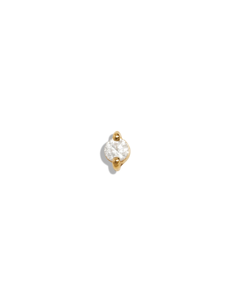 Tiny Diamond Yellow Gold Single Stud