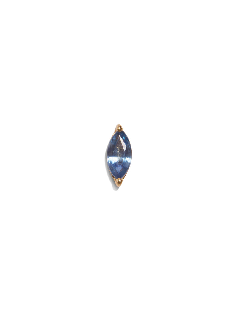 Blue Sapphire Marquise Yellow Gold Single Stud