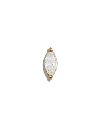 Diamond Marquise Yellow Gold Single Stud Earring