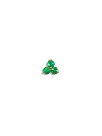 Tri-Emerald Yellow Gold Stud