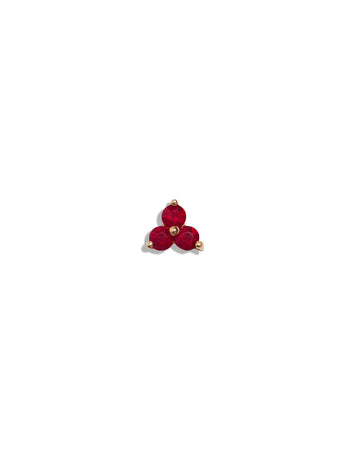 Tri-Garnet Yellow Gold Single Stud