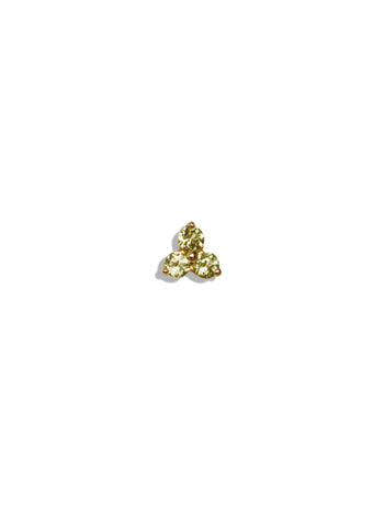 Tri-Peridot Yellow Gold Stud