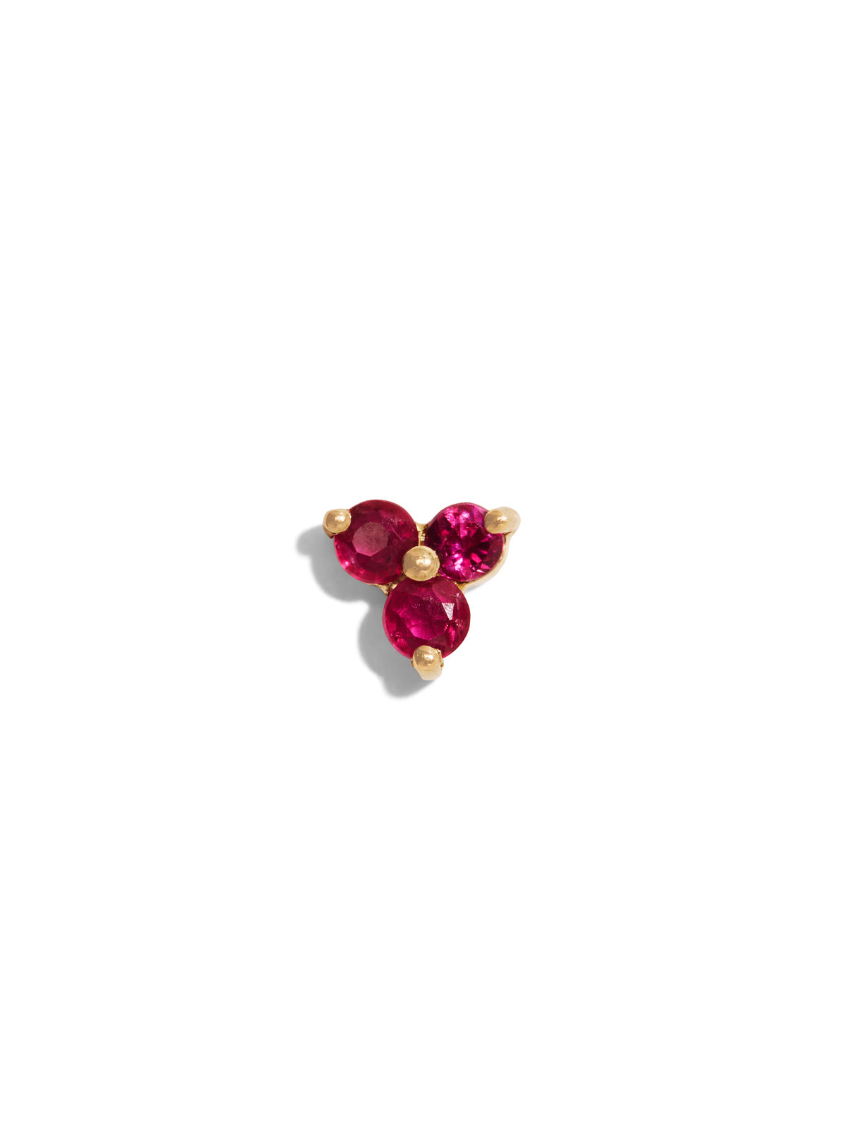 Tri-Ruby Yellow Gold Stud