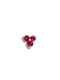 Tri-Ruby Yellow Gold Stud