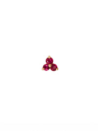 Tri-Ruby Yellow Gold Stud