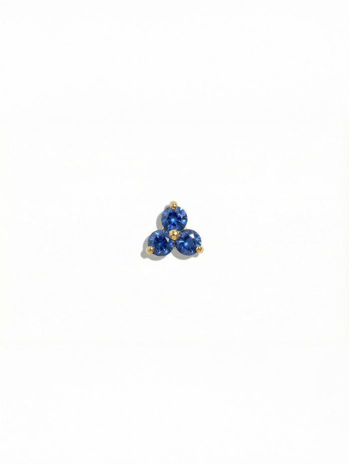 Tri-Sapphire Yellow Gold Stud