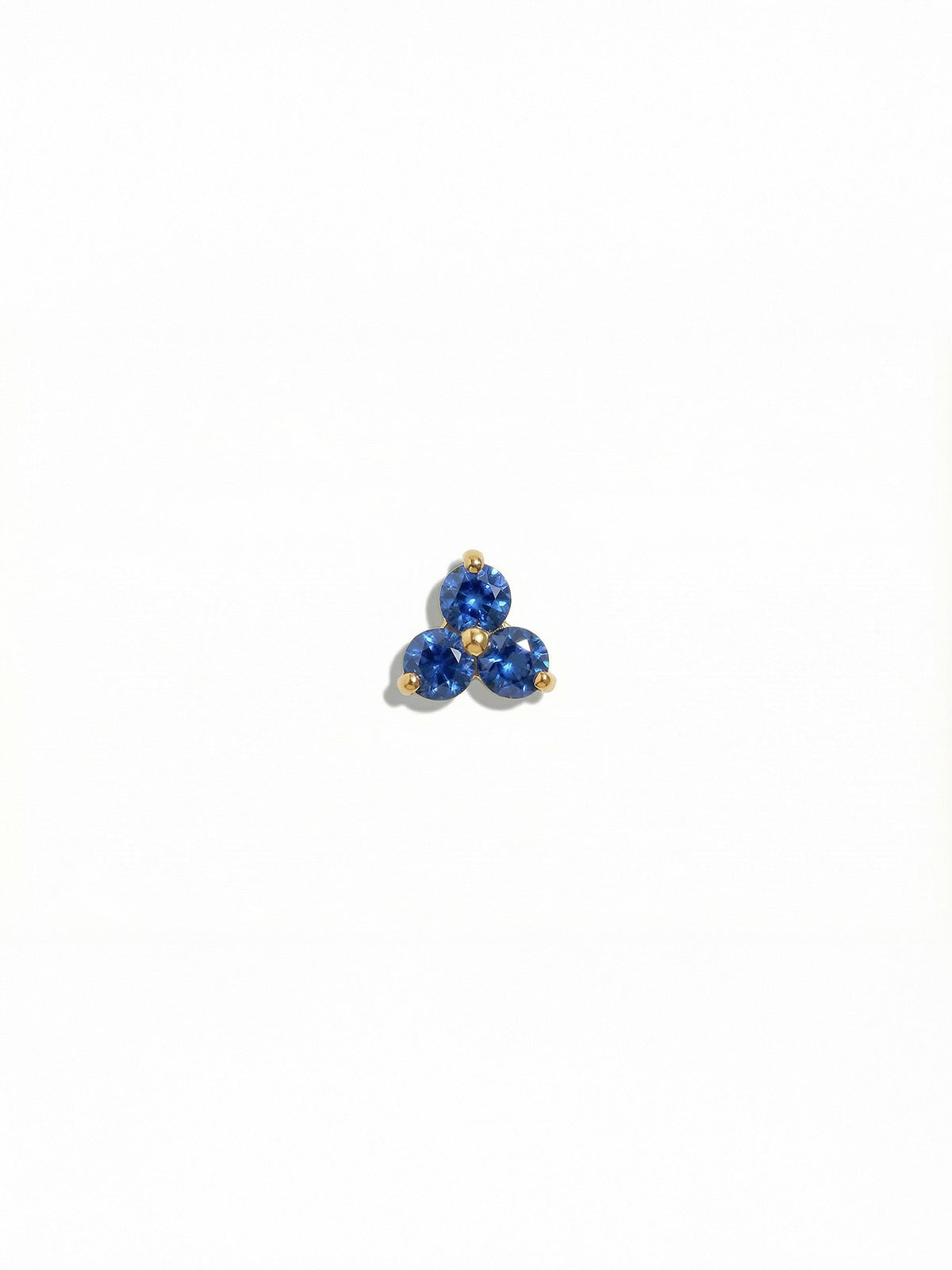 Tri-Sapphire Yellow Gold Stud