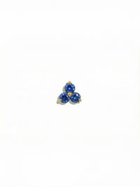 Tri-Sapphire Yellow Gold Stud