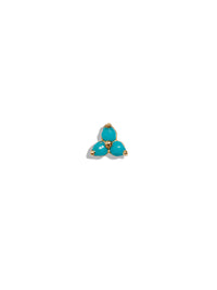 Tri-Turquoise Yellow Gold Stud