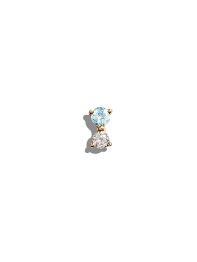 Aquamarine and Diamond Yellow Gold Stud