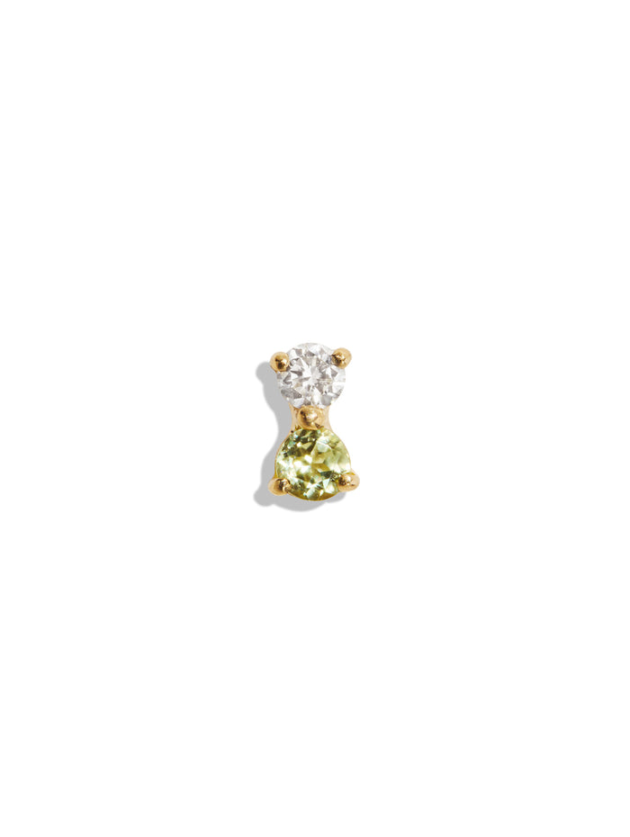 Peridot and Diamond Yellow Gold Stud