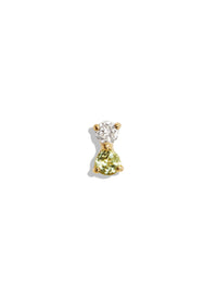 Peridot and Diamond Yellow Gold Stud