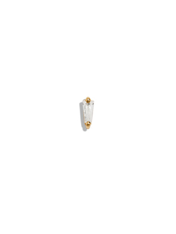 Single Diamond Baguette Yellow Gold Single Stud